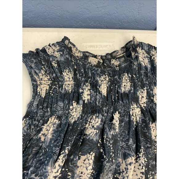 Joie Sleeveless Sheer Overlay knee length Dress‎ Baltic Print Blue size L flowy - Picture 12 of 13